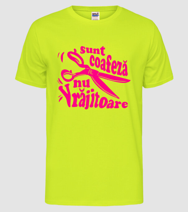 sunt coafeză, nu vrăjitoare model galben neon pe tricou