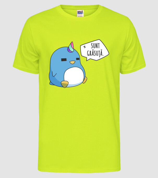 sunt grăsuță model galben neon pe tricou