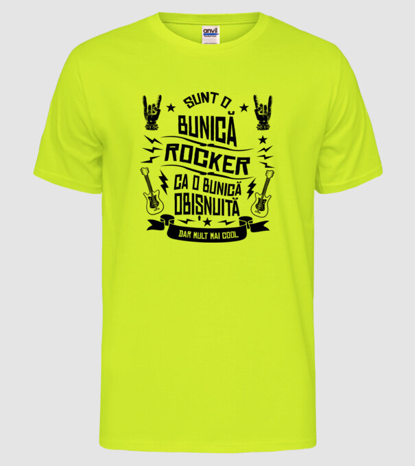 Sunt o bunică rocker, ca o bunică obișnuită, dar mult mai cool model galben neon pe tricou
