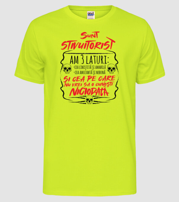 sunt stivuitorist am 3 laturi model galben neon pe tricou