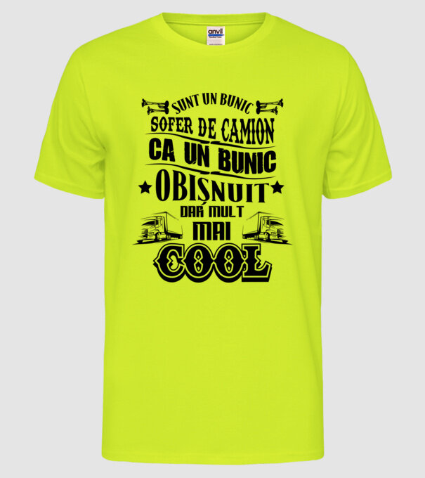 sunt un bunic de șofer de camion, ca un bunic obișnuit, dar mult mai cool model galben neon pe tricou