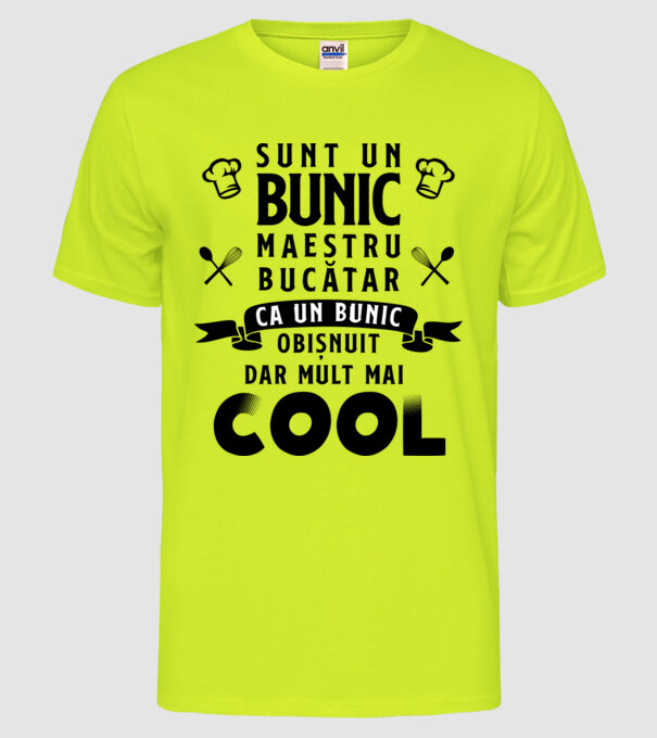 sunt un bunic maestru bucătar, ca un bunic obișnuit, dar mult mai cool model galben neon pe tricou