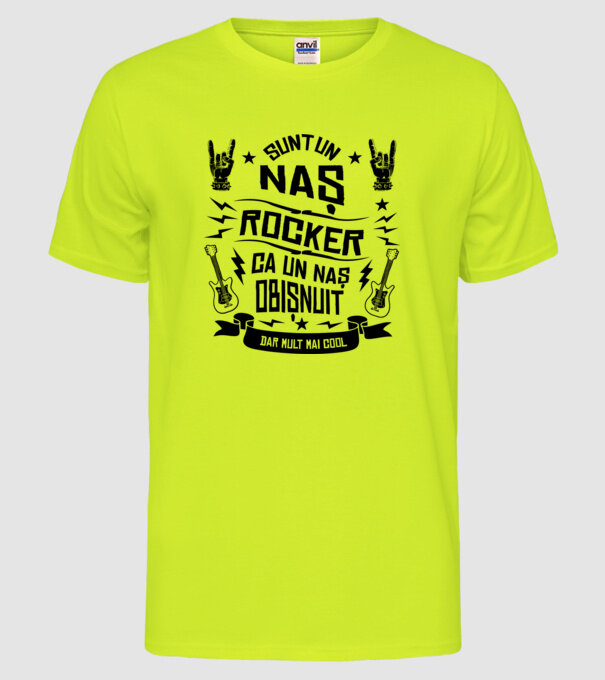 Sunt un naș rocker, ca un naș obișnuit, dar mult mai cool model galben neon pe tricou