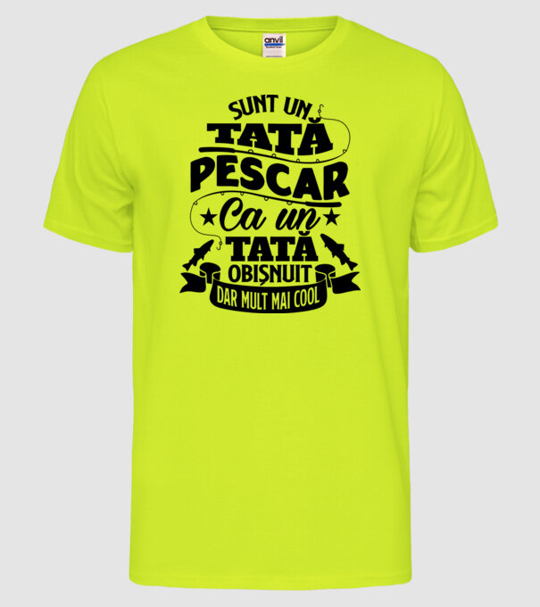 Sunt un Tata pescar model galben neon pe tricou