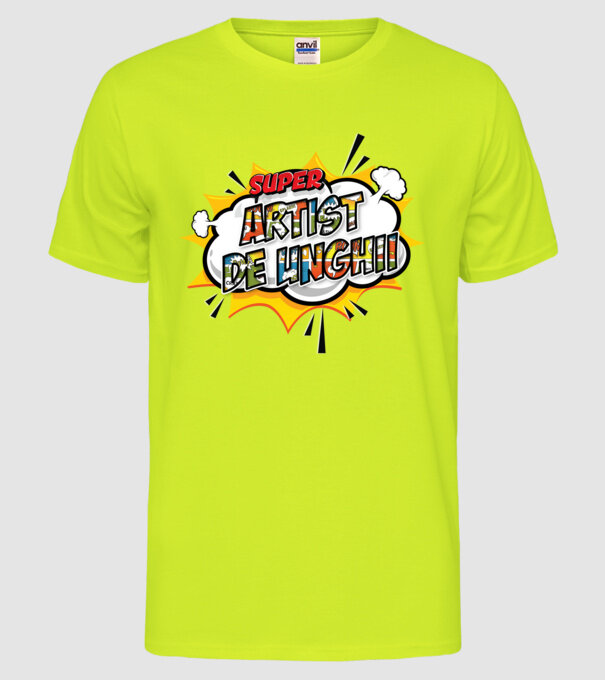 Super Artist de unghii model galben neon pe tricou