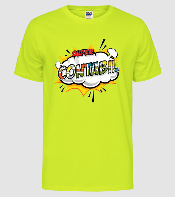Super Contabil model galben neon pe tricou