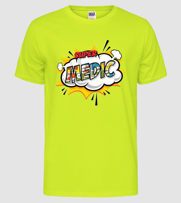 Super Medic model galben neon pe tricou