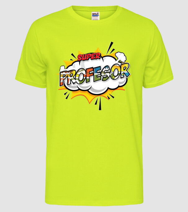 Super Profesor model galben neon pe tricou