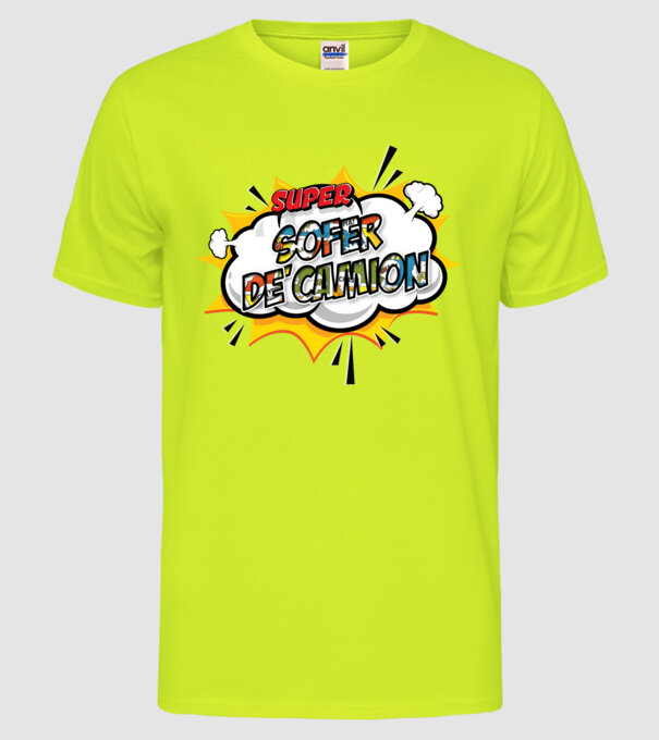 Super Șofer de camion model galben neon pe tricou