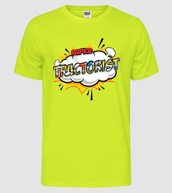 Super Tractorist model galben neon pe tricou