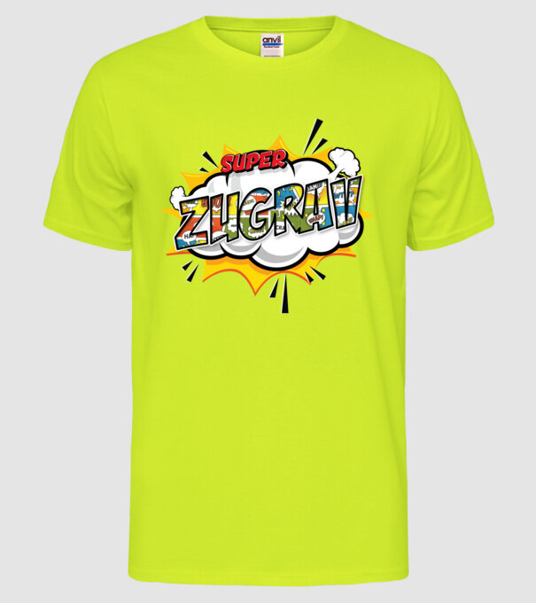Super Zugrav model galben neon pe tricou
