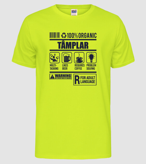 TÂMPLAR model galben neon pe tricou