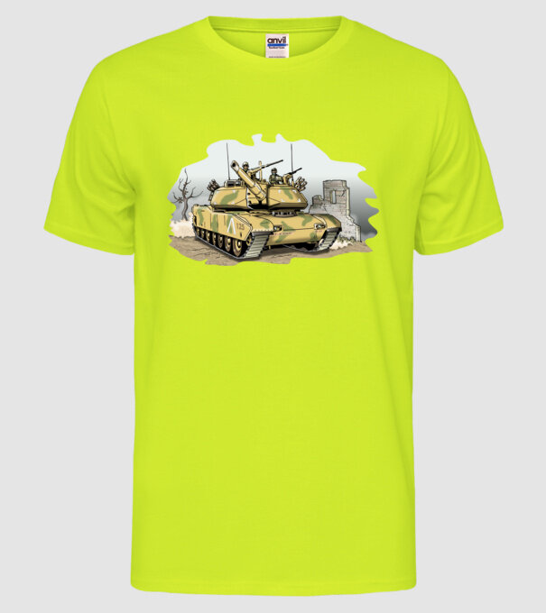 Tancuri model galben neon pe tricou