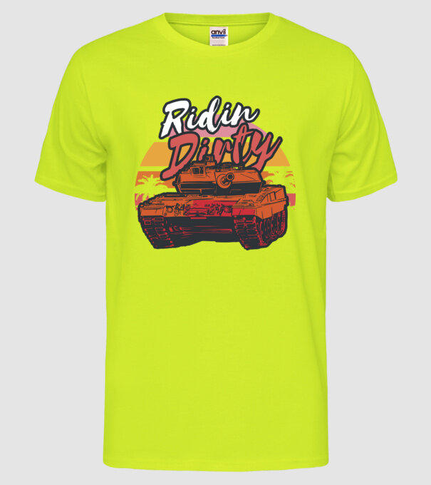 Tancuri model galben neon pe tricou
