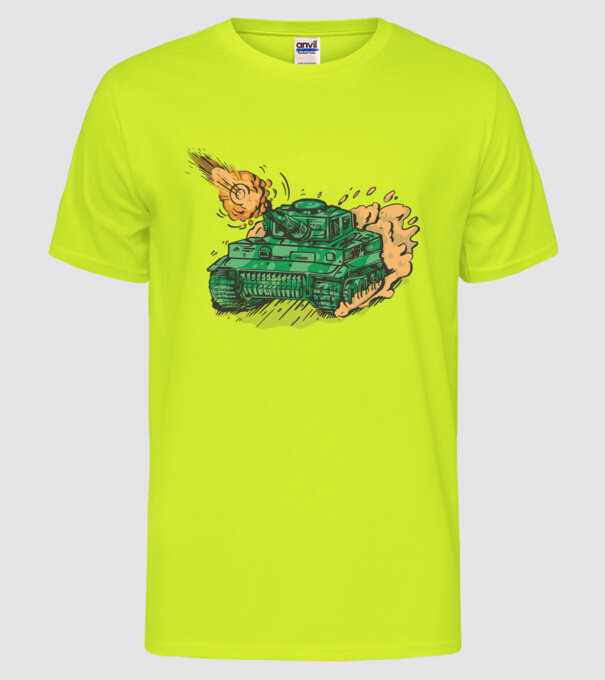 Tancuri model galben neon pe tricou