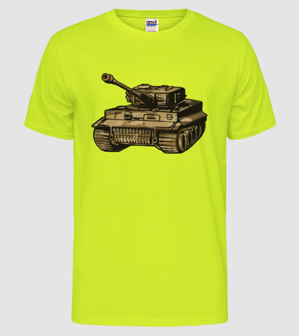 Tancuri model galben neon pe tricou