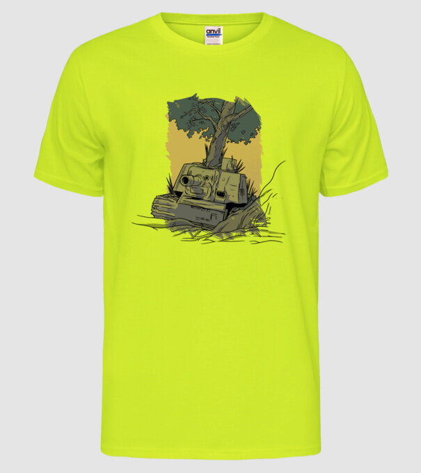 Tancuri model galben neon pe tricou