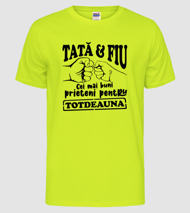 tată & fiu - cei mai buni prieteni pentru totdeauna model galben neon pe tricou
