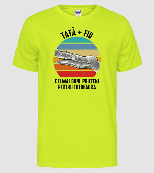 Tată - fiu - Cei mai buni prieteni pentru totdeauna model galben neon pe tricou