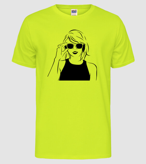 Taylor Swift model galben neon pe tricou