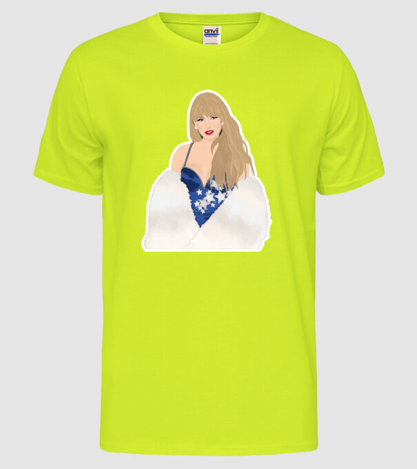 Taylor Swift blue model galben neon pe tricou