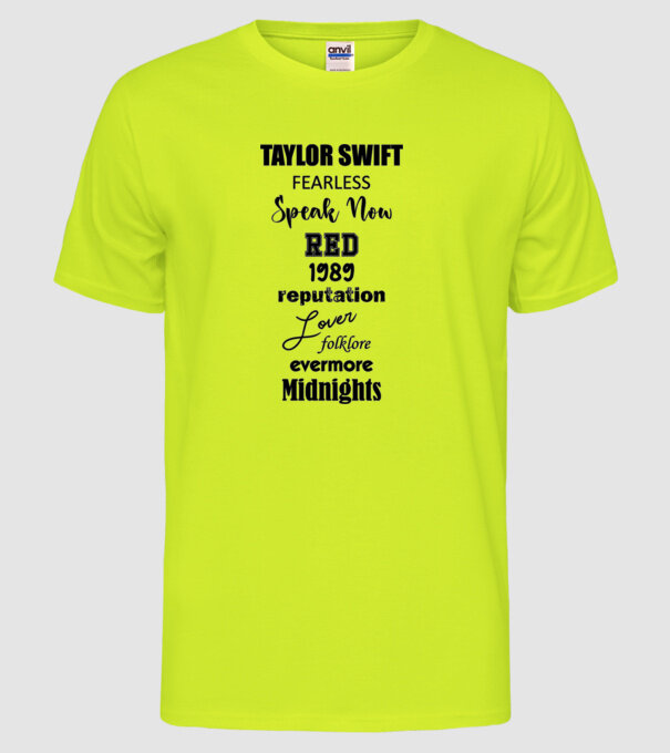 Taylor Swift Eras model galben neon pe tricou