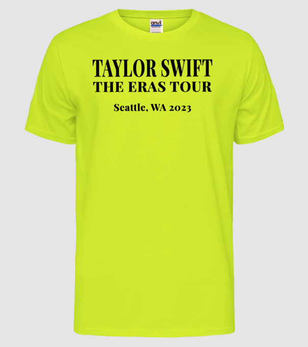 Taylor Swift Eras tour text2 model galben neon pe tricou