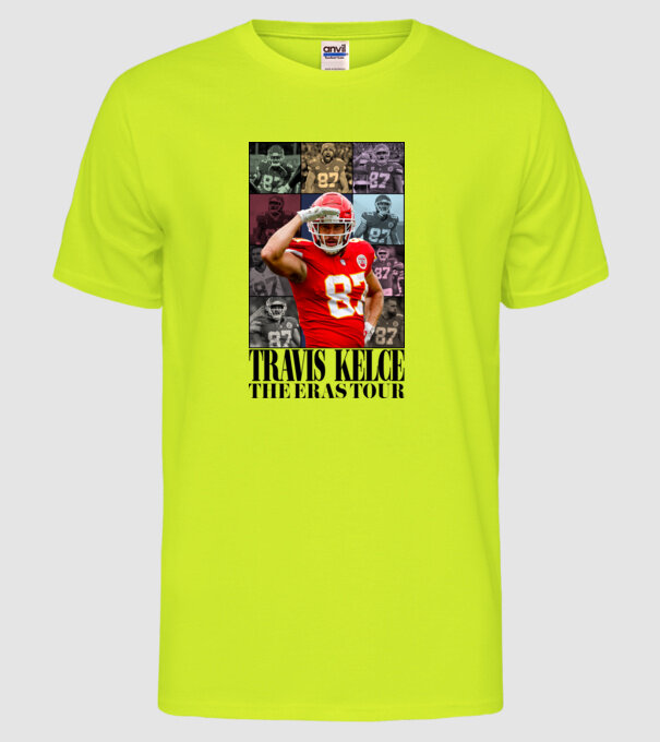 Taylor Swift Eras Travis Kelce model galben neon pe tricou