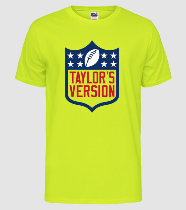 Taylor Swift football logo model galben neon pe tricou