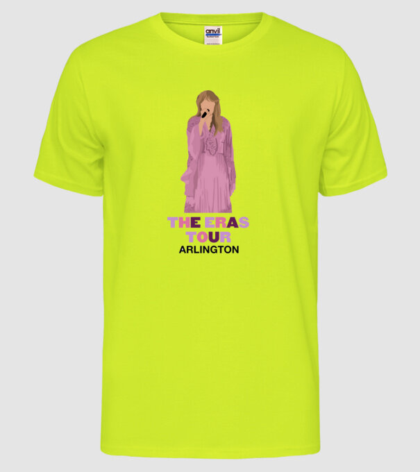 Taylor Swift The Eras Tour Arlington 3 model galben neon pe tricou