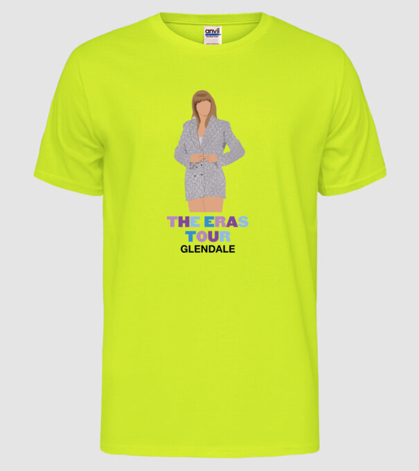 Taylor Swift The Eras Tour Glendale 2 model galben neon pe tricou