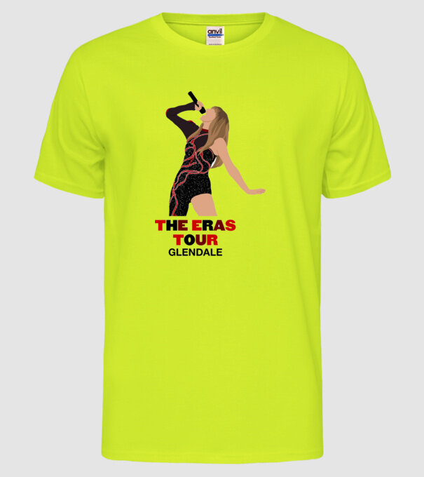 Taylor Swift The Eras Tour Glendale model galben neon pe tricou