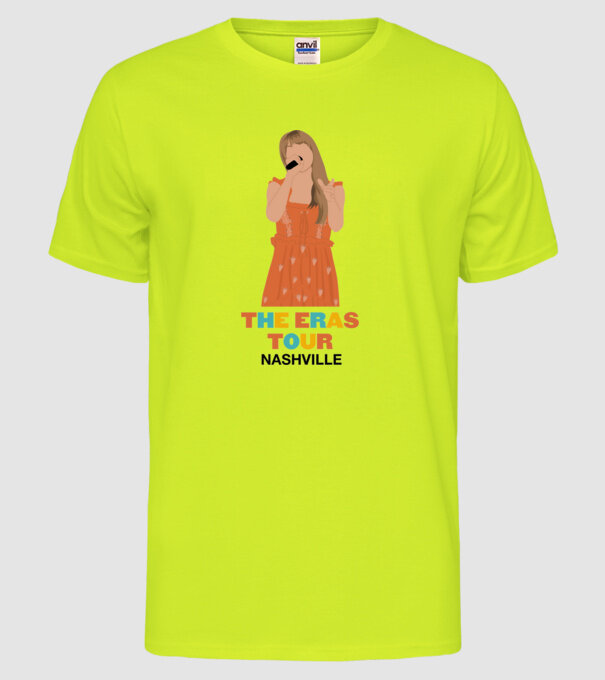 Taylor Swift The Eras Tour Nashville 3 model galben neon pe tricou