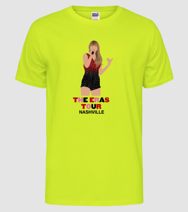 Taylor Swift The Eras Tour Nashville model galben neon pe tricou