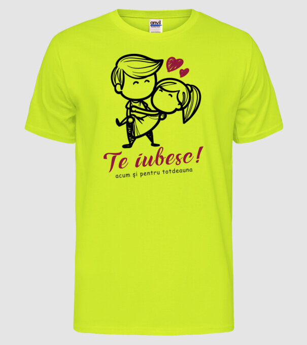 te iubesc! model galben neon pe tricou