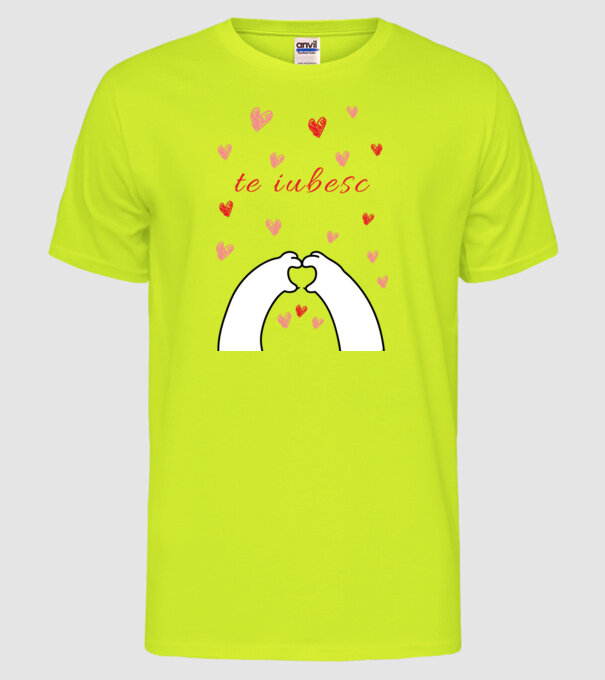 te iubesc model galben neon pe tricou