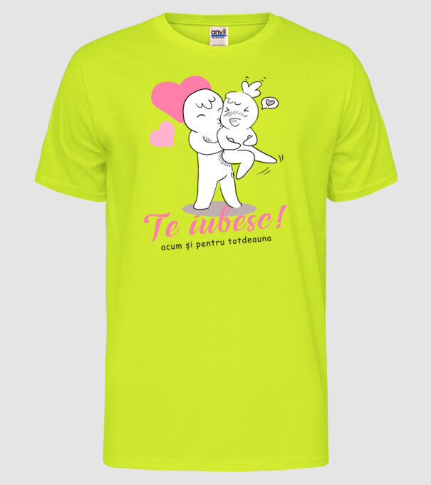 te iubesc model galben neon pe tricou