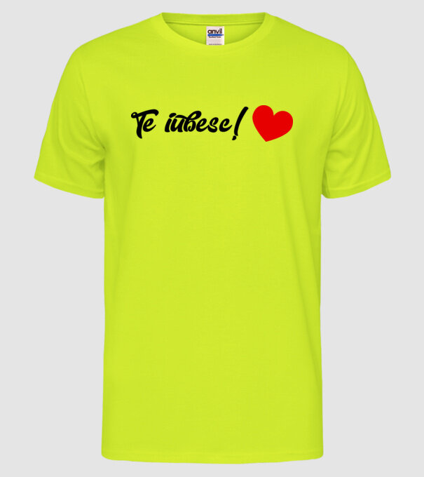 Te iubesc! model galben neon pe tricou