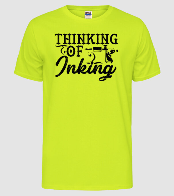 Thinking of inking model galben neon pe tricou