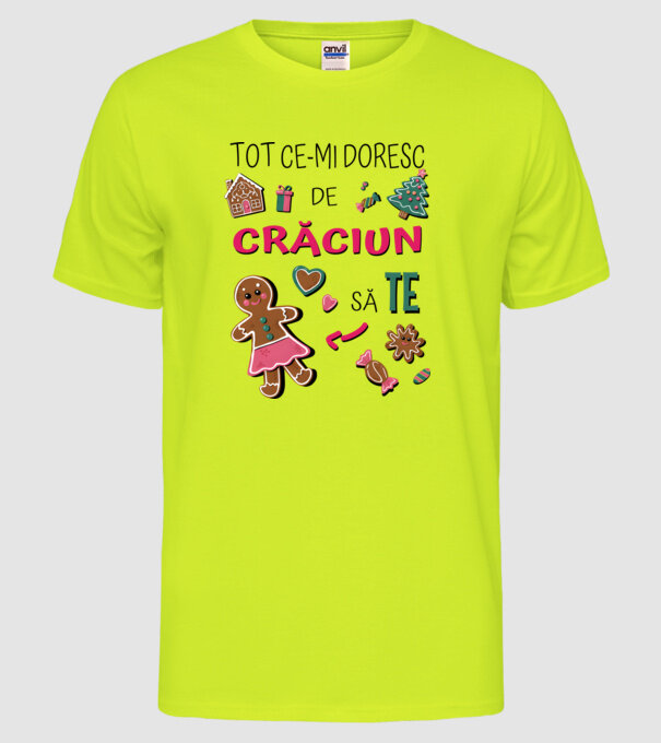 Tot ce-mi doresc de Crăciun să TE Femei alb model galben neon pe tricou
