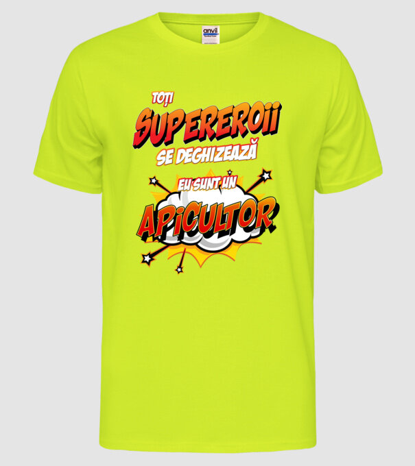 Toți supereroii se deghizează, eu sunt un apicultor model galben neon pe tricou