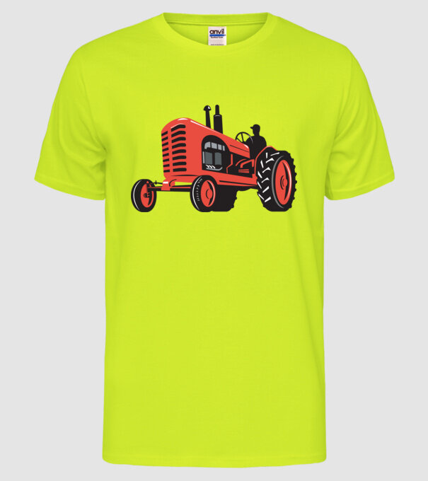 TRACTOR model galben neon pe tricou