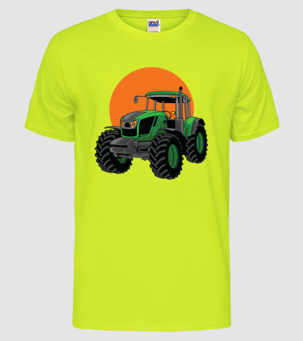 TRACTOR model galben neon pe tricou