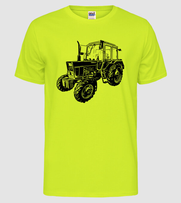 TRACTOR model galben neon pe tricou