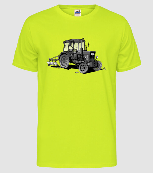 TRACTOR model galben neon pe tricou