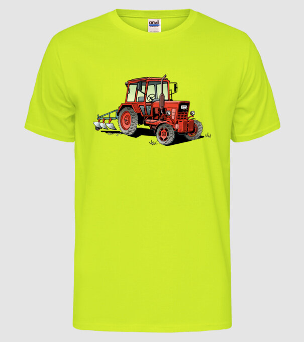TRACTOR model galben neon pe tricou