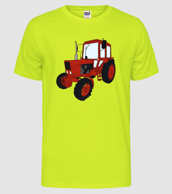 TRACTOR model galben neon pe tricou