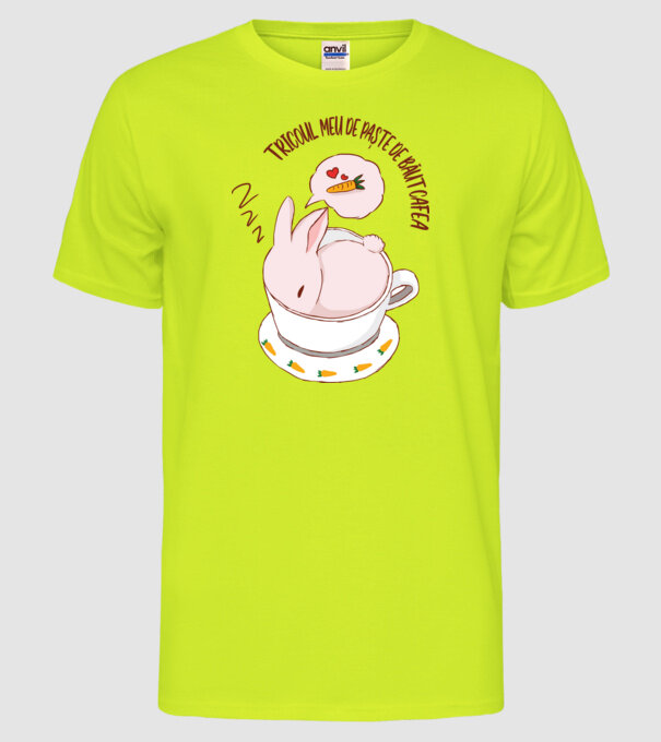 tricoul meu de Paște de băut cafea model galben neon pe tricou