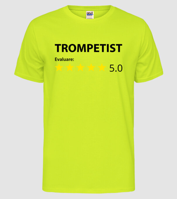 trompetist evaluare model galben neon pe tricou