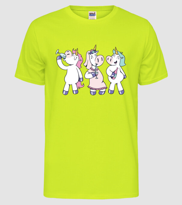 unicorn Bachelorette model galben neon pe tricou